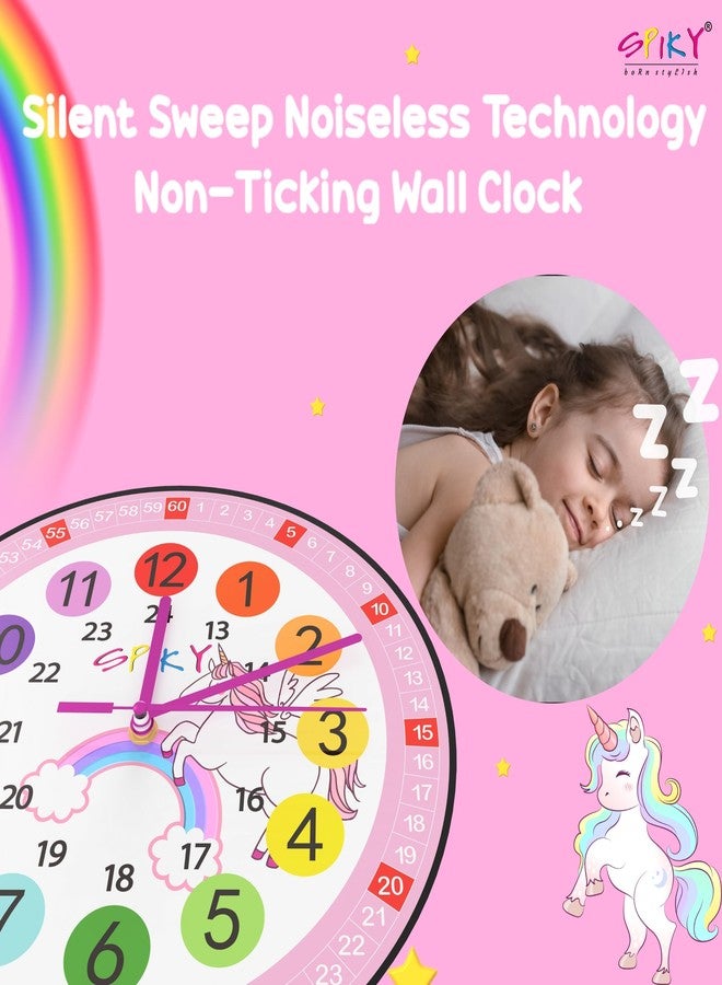 SPIKY Kids Stylish Wall Clock for Bedroom, Living Room, Classroom, Decorative Wall Clock, Playroom and Nursery | Multi Coloured Hour and Minutes Hand | Return Gift | Birthday Gift for Boys and Girls - Image 4